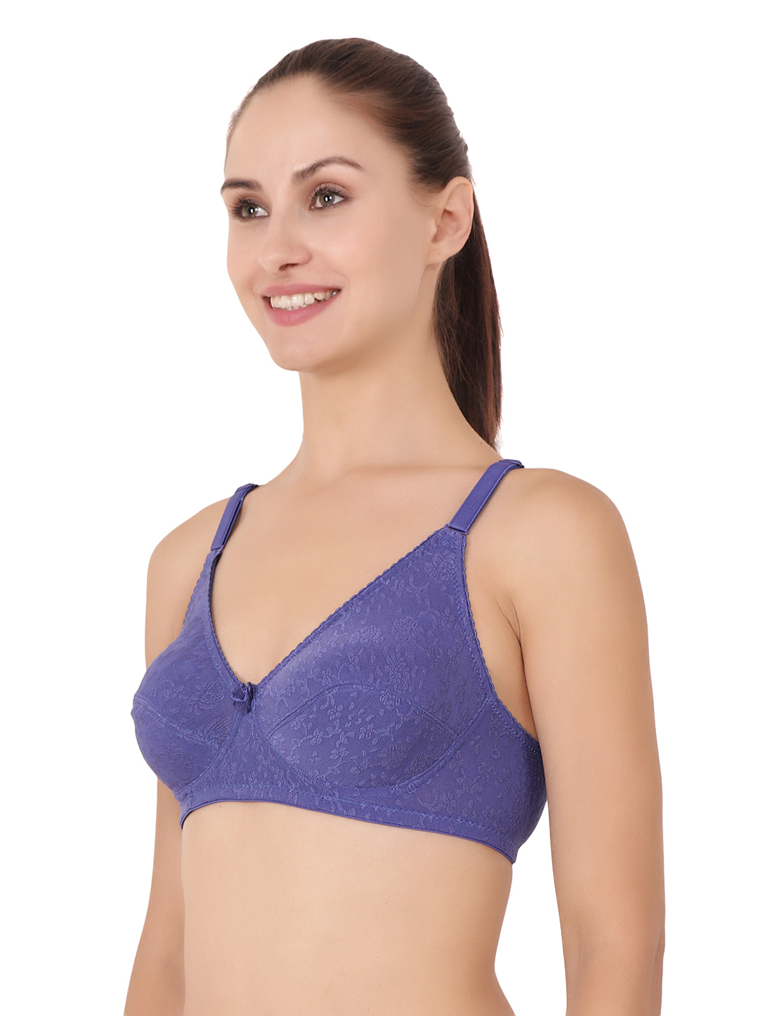 Buy Floret Wirefree Natural Lift 3/4th Coverage Lace Bra - Magenta